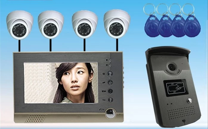 Китай 7-дюймовый ВЧ Card видео-телефон двери Intergrate с IP-камера PY-V7DVR-FD производителя