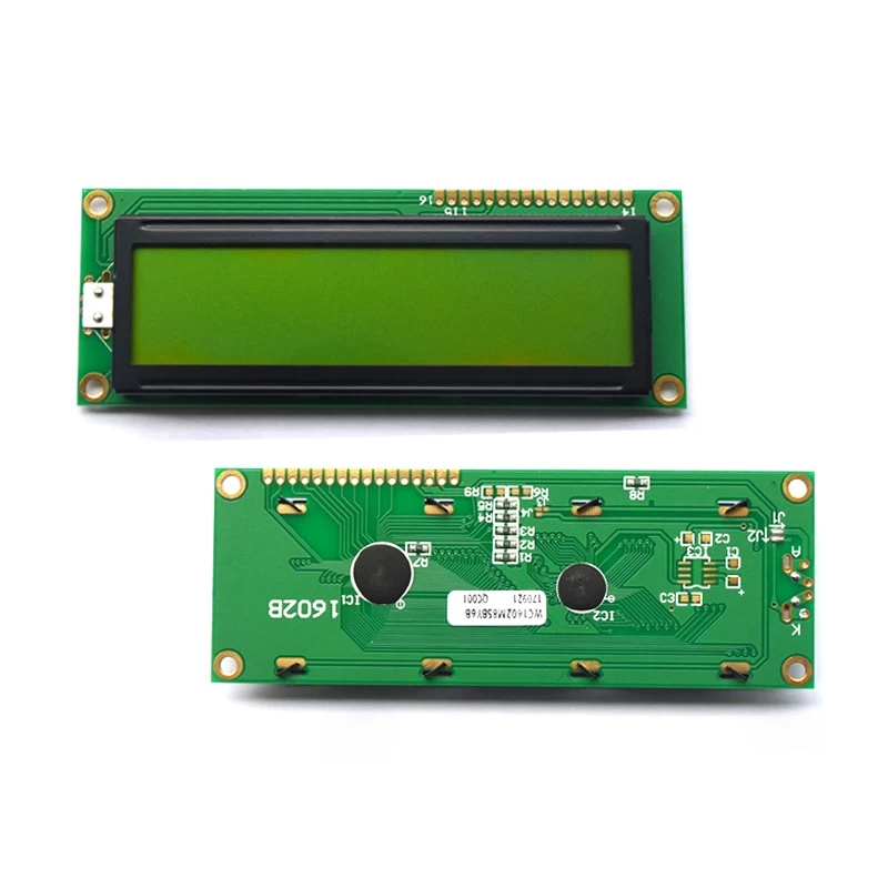porcelana 1602 16x2 Personaje Módulo de pantalla LCD Módulo de pantalla verde amarillo LCD1602 LCD 5V (WC1602M8SBY6B) fabricante