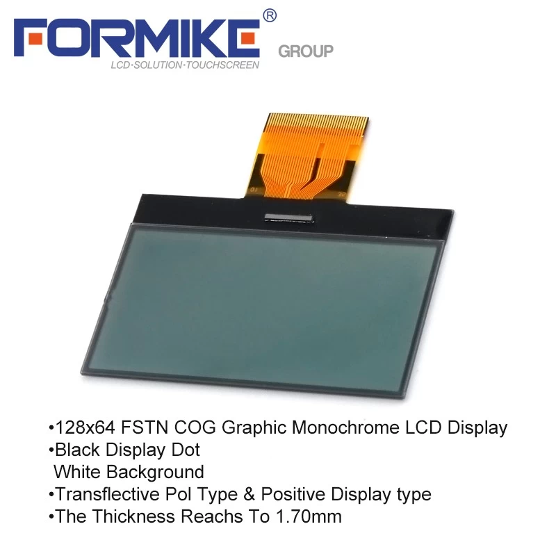 定制单色LCD显示模块128x64点图形COG LCD FSTN正段液晶玻璃屏（WG1206J0FSN7G）