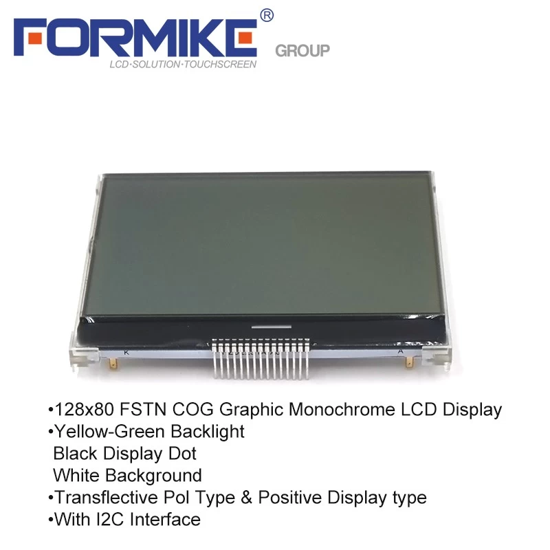 FSTN LCD显示I2C 128X80 LCD透气屏幕（WG1208Z3FSY6G-B）