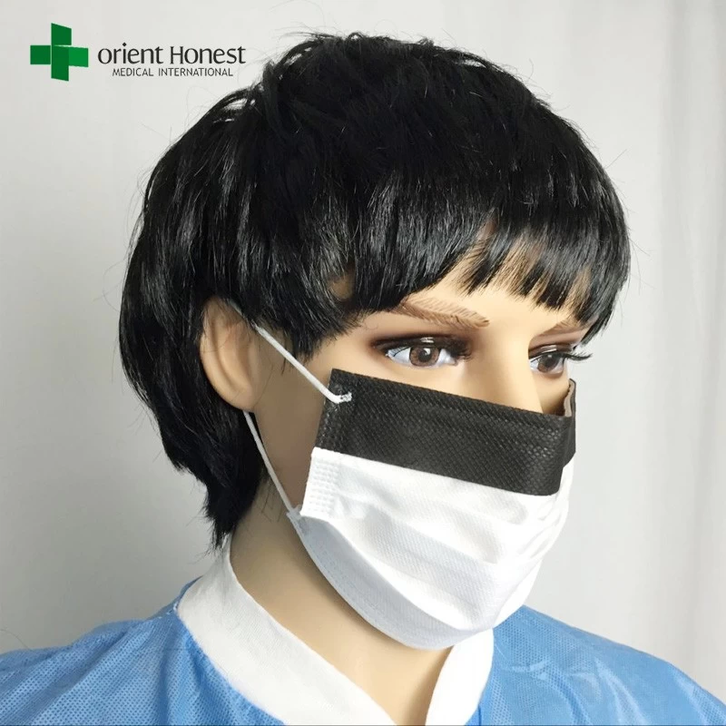 중국 검은 색 스트립 안개 정지 마스크, 일회용 파란색 수술 마스크, 안개 무료 3 플라이 얼굴 마스크 12 년 공장 제조업체