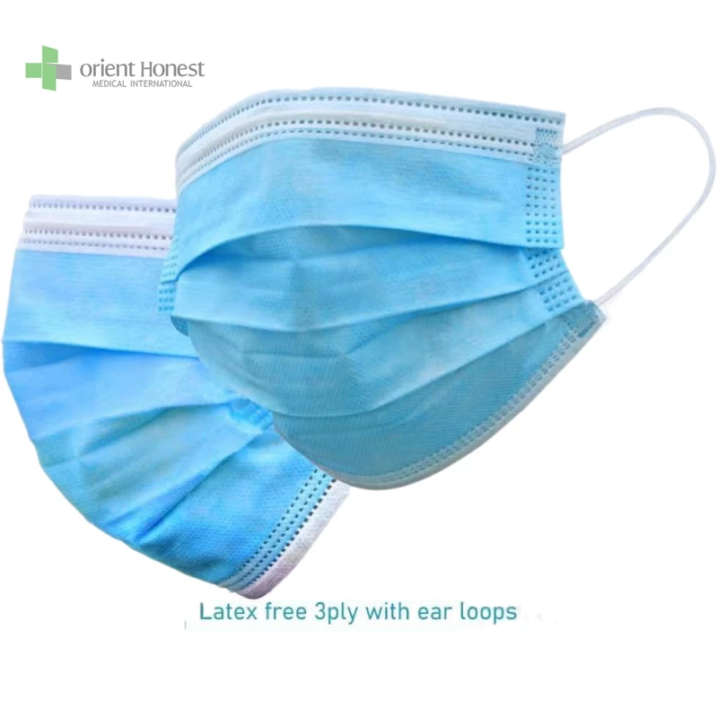 3 ply blue earloop disposable face mask for personal protection