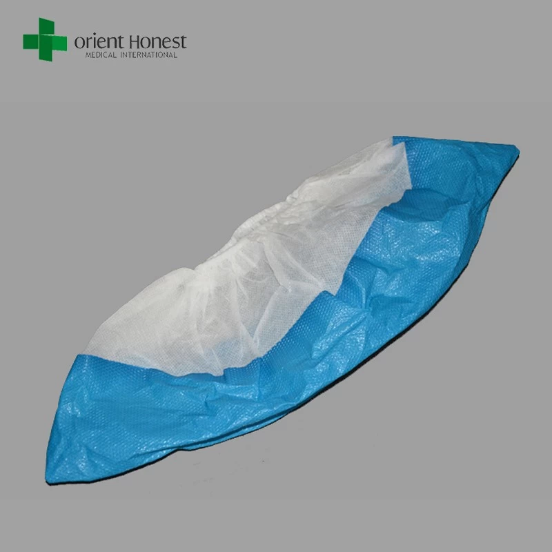 China best manufacturer for non slip CPE coated waterproof disposable shoe cover with whole elastic ankle