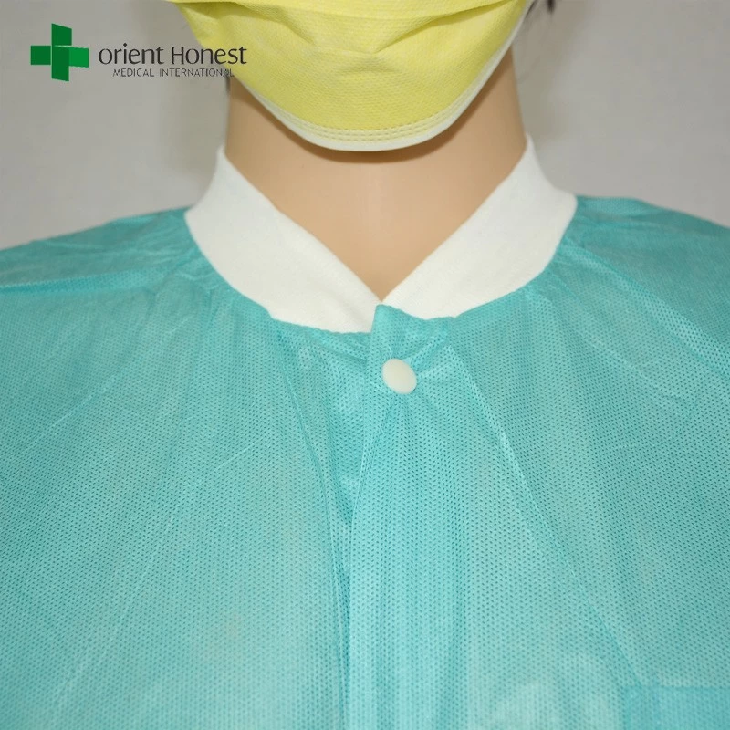 China exporter for green SMS lab coats,three pockets disposable hospital lab coat,hot selling SMS lab coats wholesale