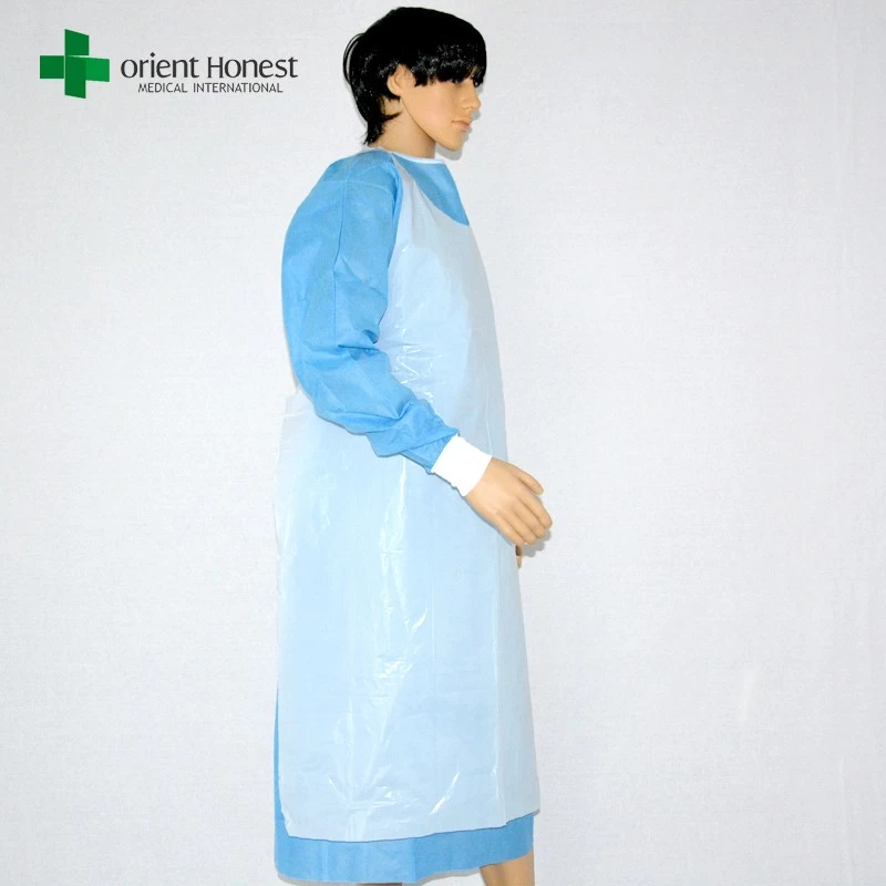 China manufacturer disposable waist belt aprons,dispsoable LDPE aprons ,blue color LDPE blocked style pe apron