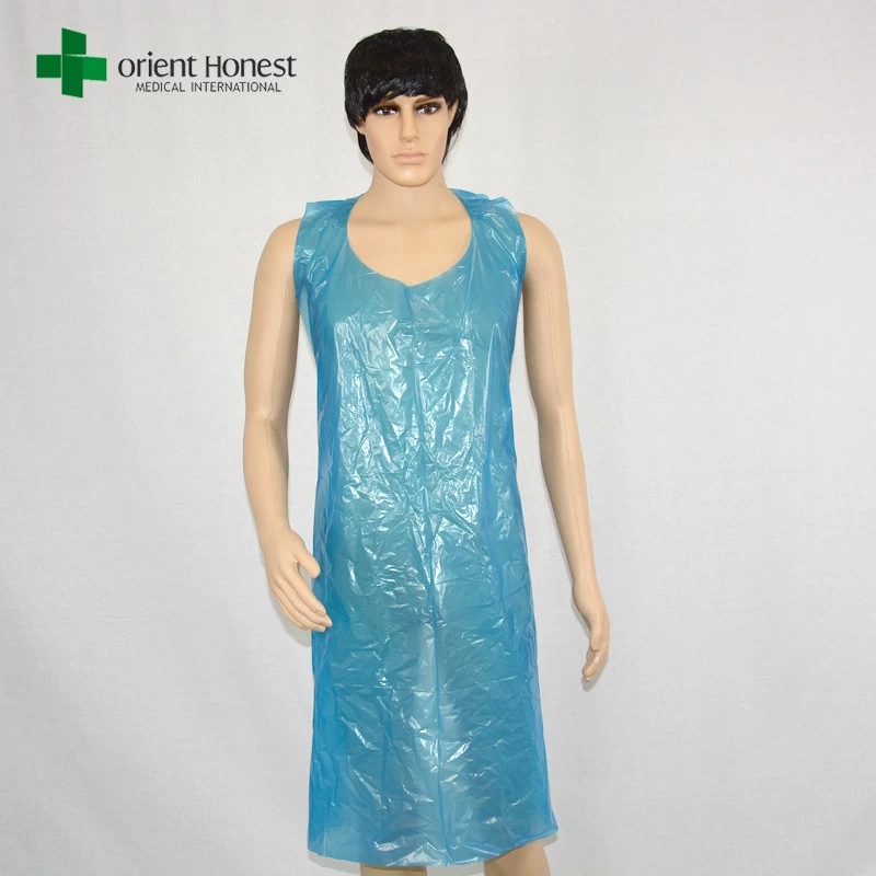 China manufacturer water proof apron，the best water proof aprons supplier，blue color pe aprons disposable