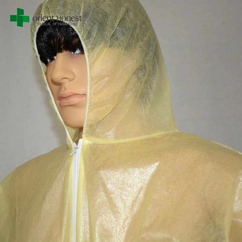 China plant for disposable yellow coveralls, wholesales Disposable Plastic Coverall,cheap disposable plastic waterproof coveralls