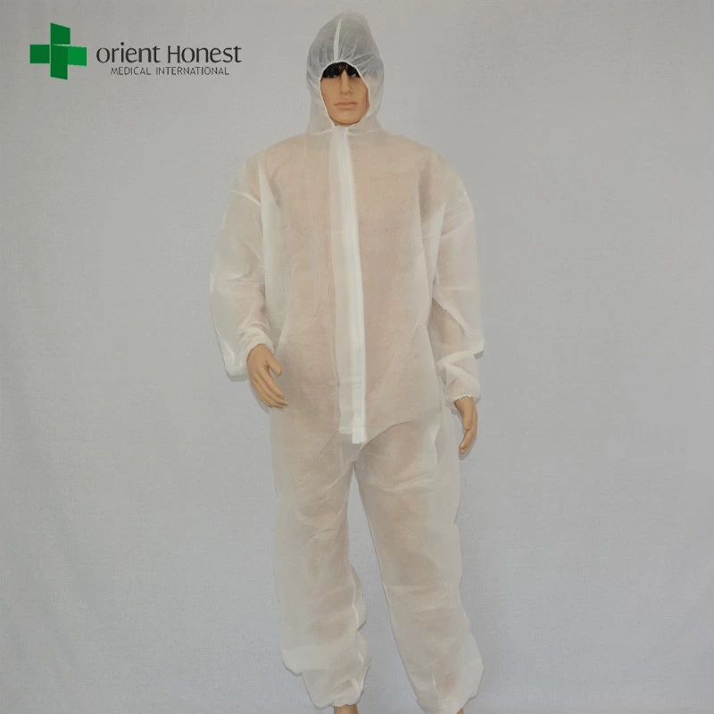 中国 中国の卸売業者安い不織布つなぎ服、安い白いほこり全体的な作業、nonwoen使い捨て白カバーオール メーカー