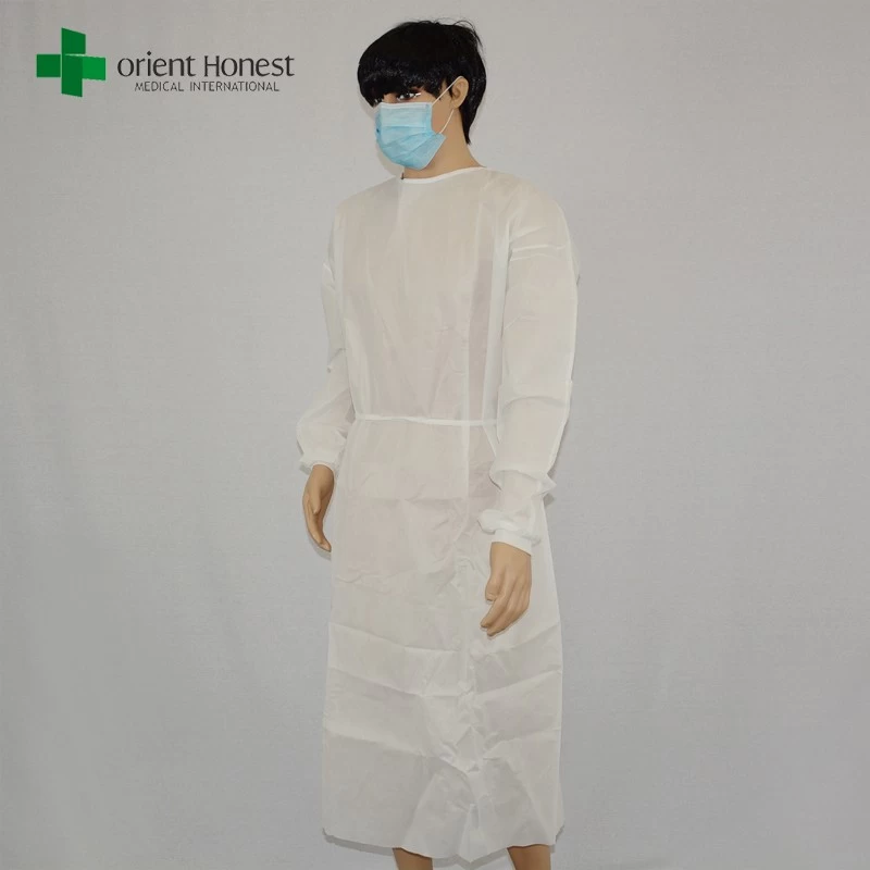 China China wolesales medical consumables PP white knitted cuffs disposable gowns manufacturer