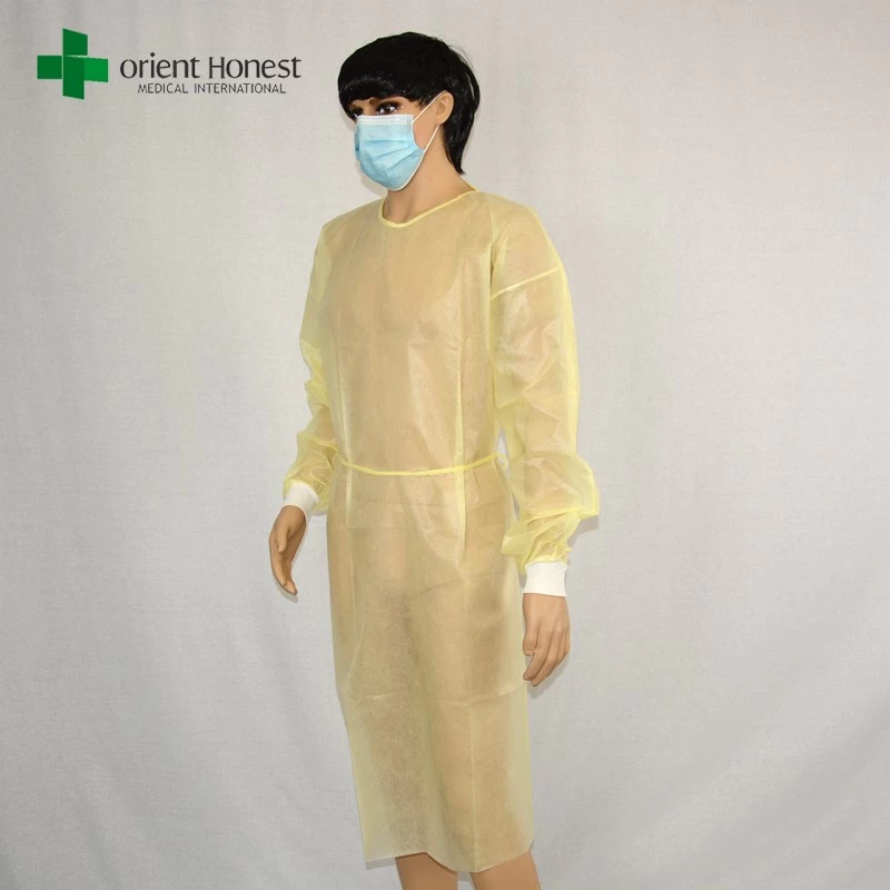 China China yellow pp medical isolation gowns ,China manufacturer disposale surgeon gown,China plant nonwoven isolation gown manufacturer
