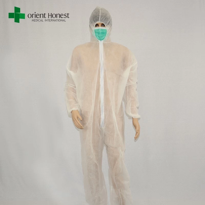Chinese cheap safety work overall,white disposable PP working coverall,disposable dust workwear overall