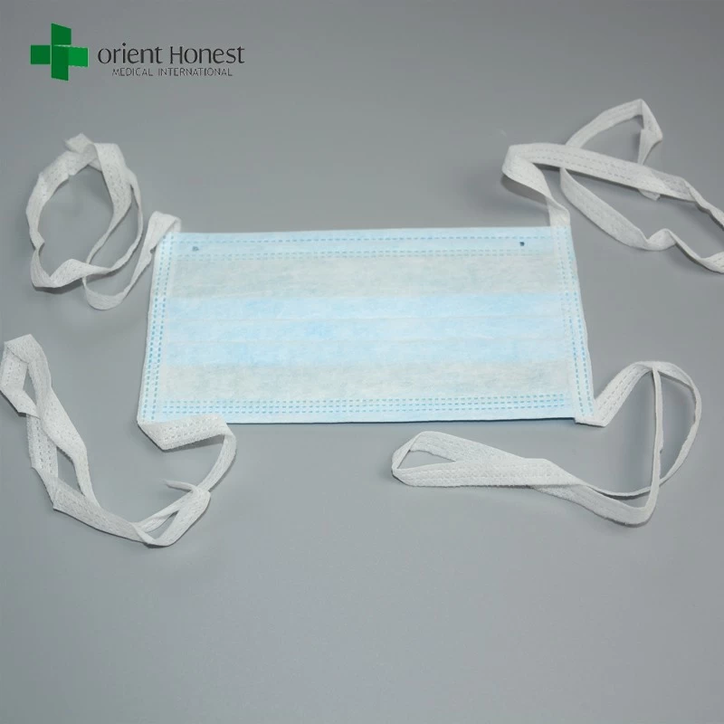 Custom tie on surgical face masks , doctor and nurse mouth covers , breathable face mask with nose clip