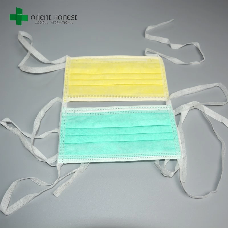 Custom tie on surgical face masks , doctor and nurse mouth covers , breathable face mask with nose clip