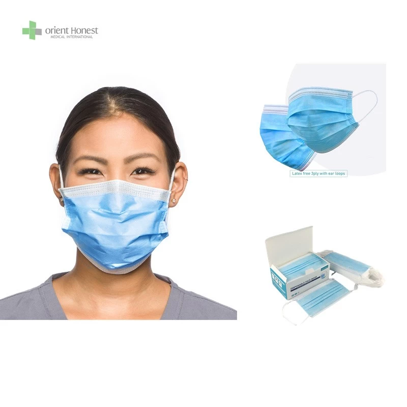 China Disposable  3ply medical mask with earloop with CE ISO13485 FDA hubei manufacturer manufacturer