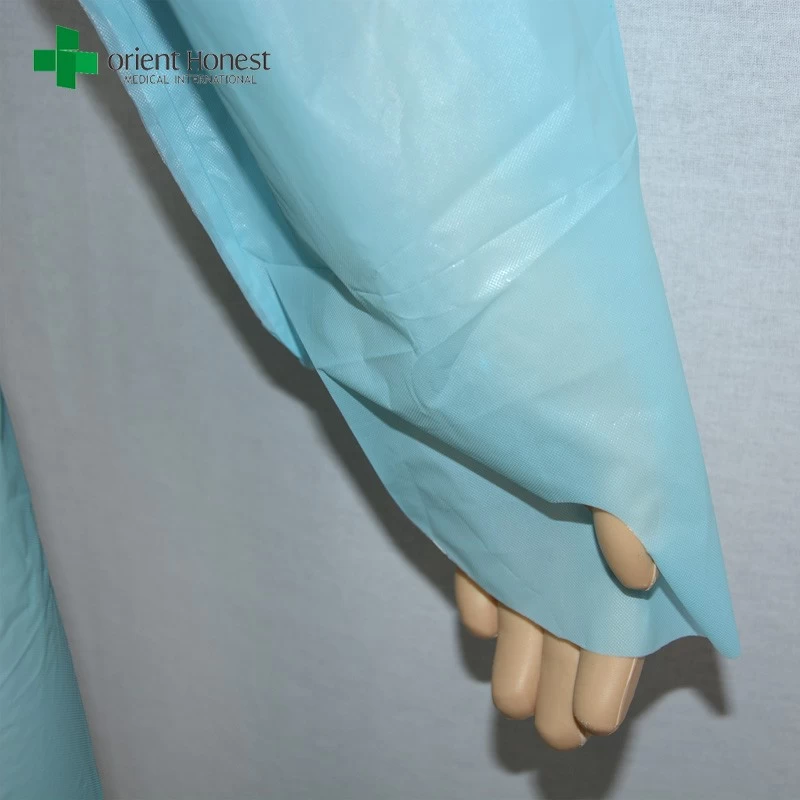 Disposable CPE water proof gown with thumb open back manufacturer