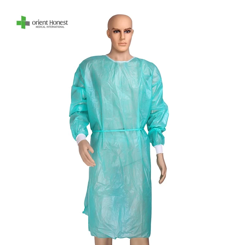 Disposable Level 1 isolation gown with knitted cuffs medical manufacturer