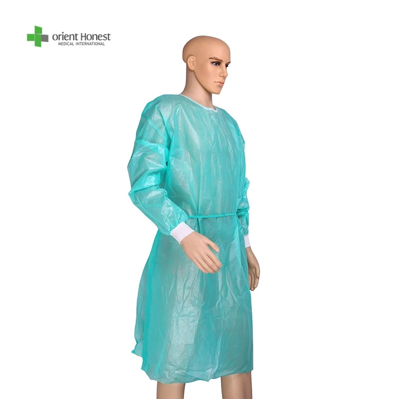 Disposable Level 1 isolation gown with knitted cuffs medical manufacturer