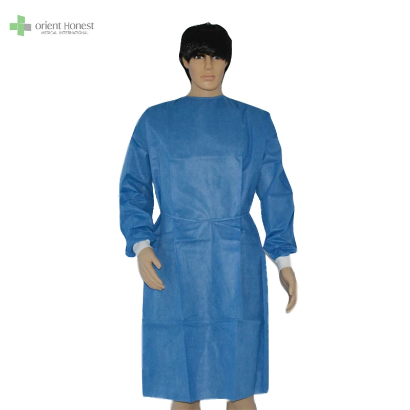 Disposable Level 1 medical gown with knitted cuffs medical supplier