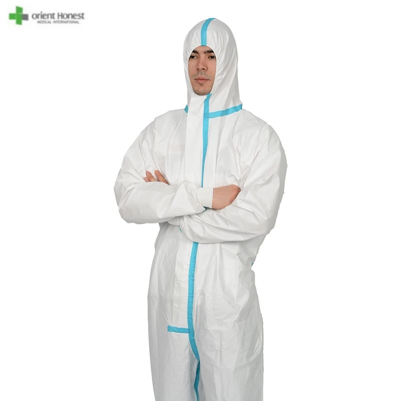 Disposable Microporous protective clothing coverall with with taping