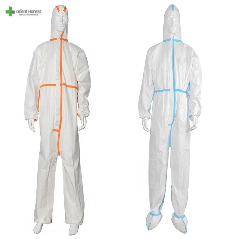 Disposable Microporous protective clothing coverall with with taping