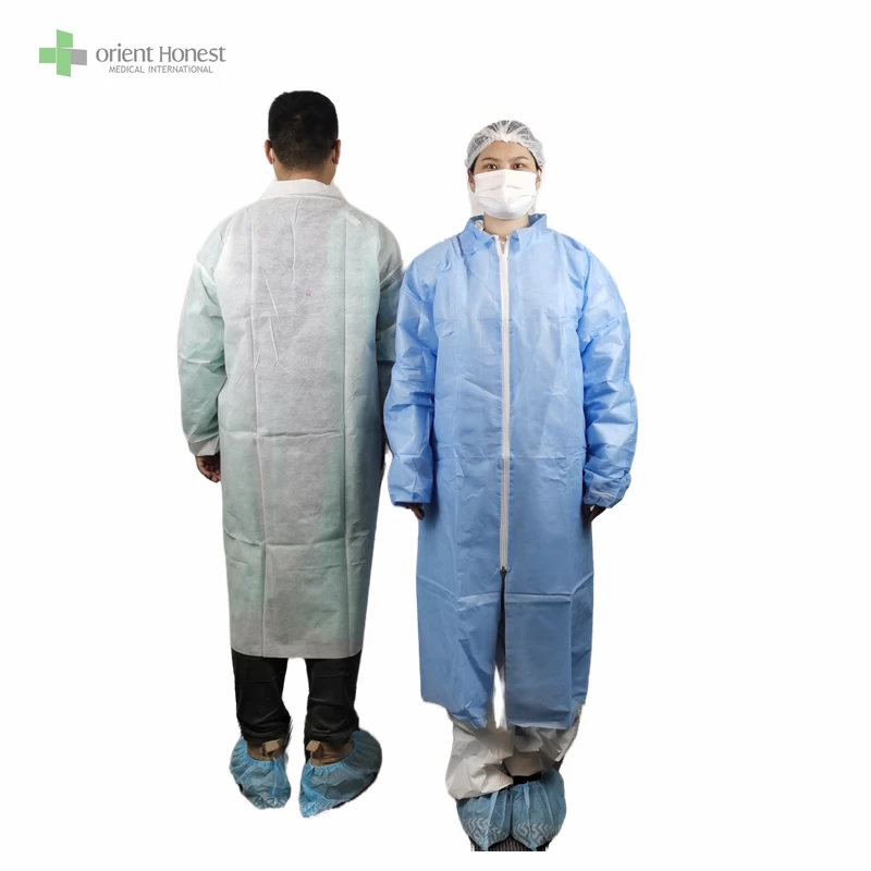 China Disposable PP Visiting Gown For Protection with Zipper Hubei Supplier manufacturer