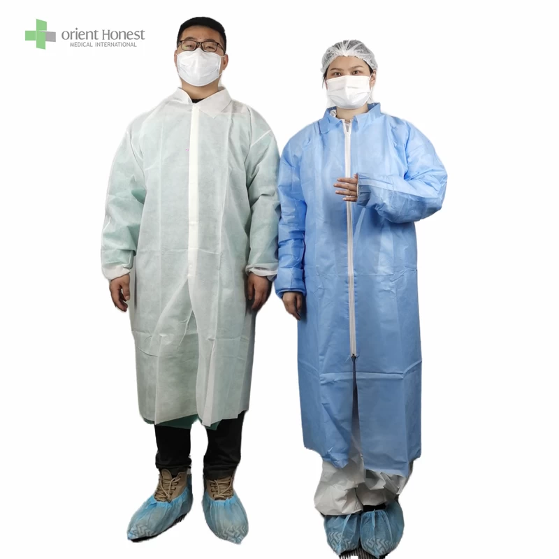 Disposable PP Visiting Gown For Protection with Zipper Hubei Supplier
