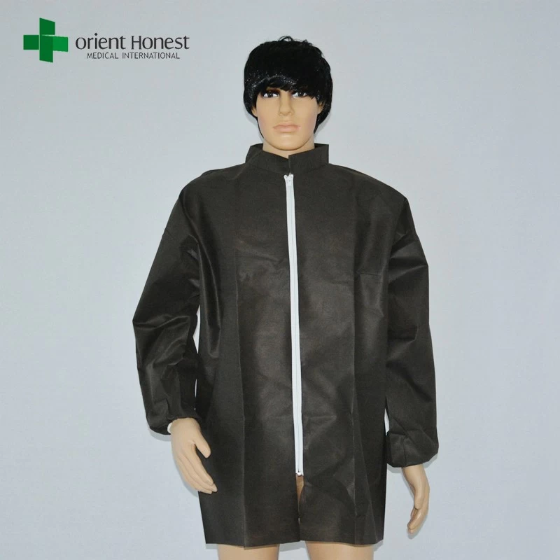 China Disposable Protective Non Woven Lab Coat Black Color Suppliers manufacturer
