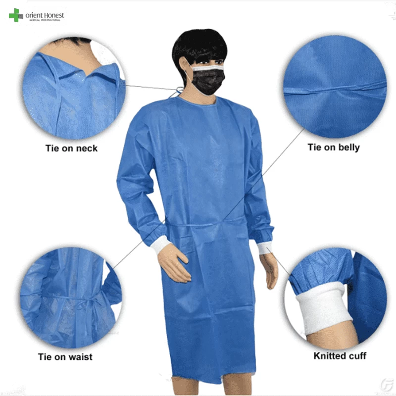 Disposable SMS sugical gown with Knit Cuff by manufacturer