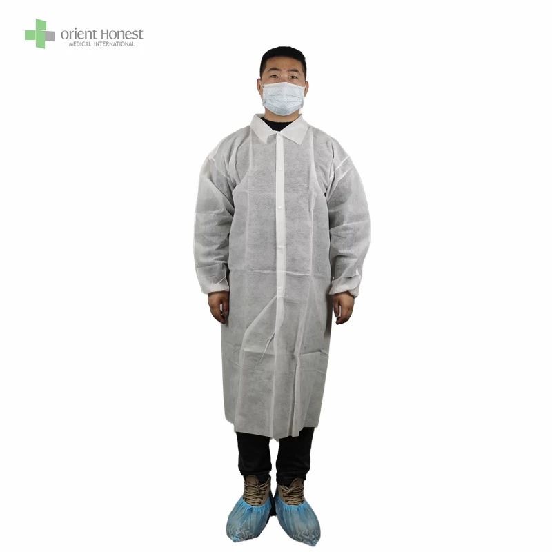 Disposable White PP lab coat for laboratory wholesaler with FDA