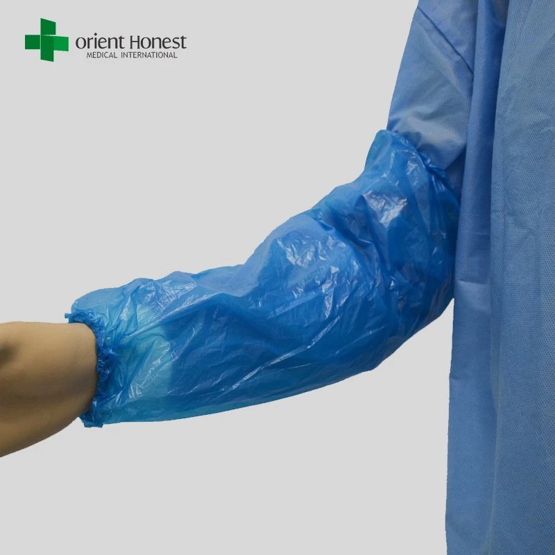 Disposable elastic plastic waterproof blue PE sleeve cover suppliers