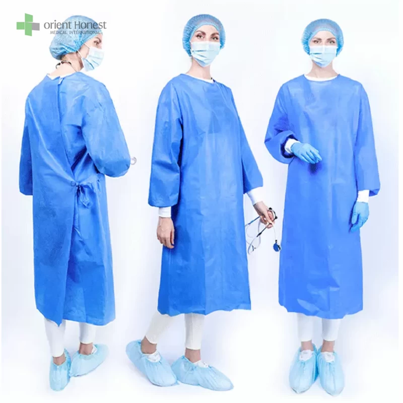 Disposable reinforced surgical gown with knitted cuffs medical manufacturer ISO13485 CE FDA