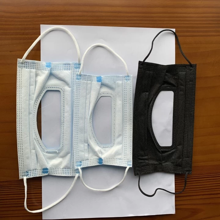 Disposable visible mouth lip reading see through 3 layer disposable deaf face mask