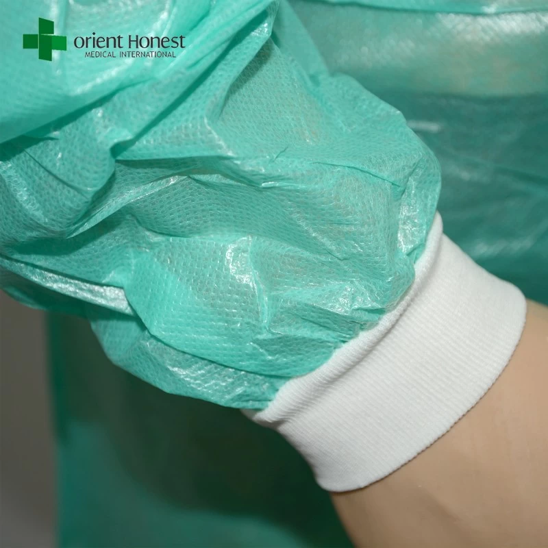 Green color disposable isolation gown