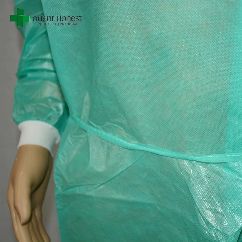 MEDICAL NATION High Performance, Easy Breathe Cool Strong, No-Wrinkle, Professional Disposable SMS Knee Length Lab Coat with Knit Cuffs, Collar.