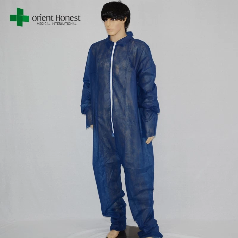 Polypropyene disposable colored overall manufacturer，dark blue dust disposable overalls supplier，one time use nonwoven coverall plant