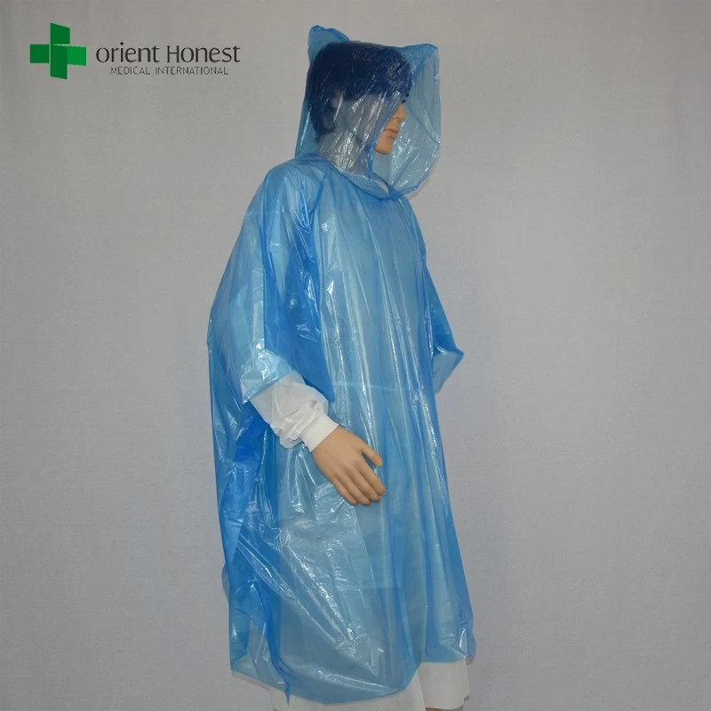 Rain Poncho Set Colorful-blue Disposable Rain Poncho for Adults with Drawstring Hood and Sleeves
