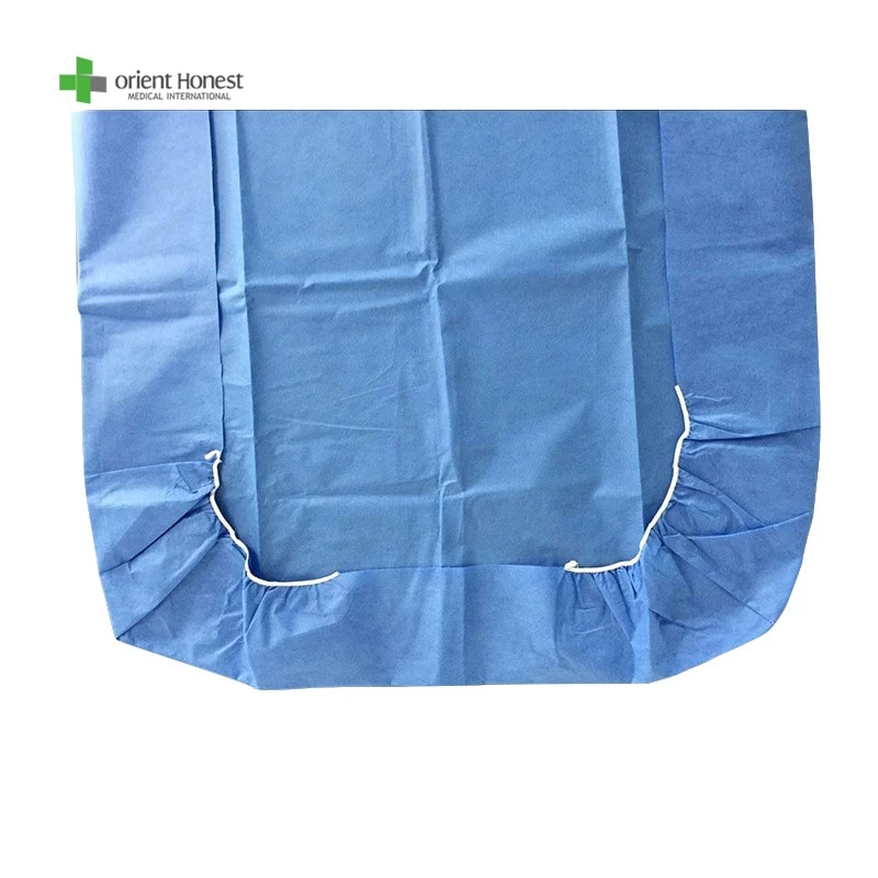 Biodegradable SMS anti alcohol and anti fluid disposable bed sheet with elastics for hospitals