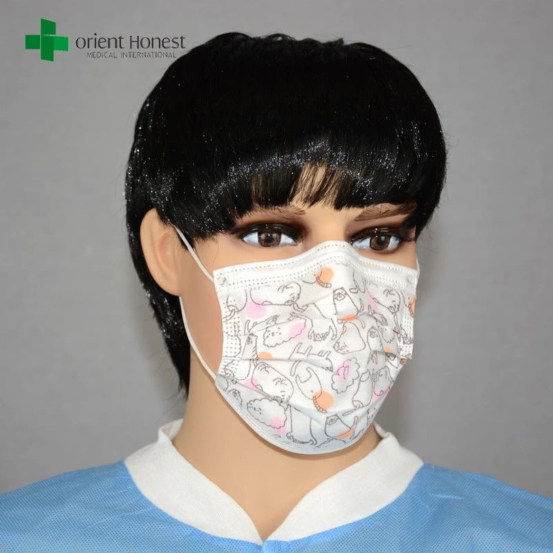 Cina monouso per bambini cute faccia maschera, diversi design di maschere per il viso, i produttori di mascherina chirurgica monouso stampata produttore