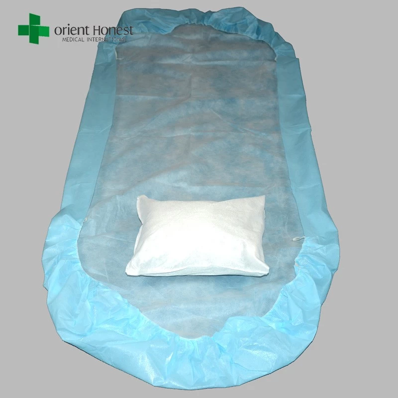 China Supplier for waterproof disposable sheets and pillowcases , elastic bed sheets with pillow covers , non woven blue bed sheet manufacturer
