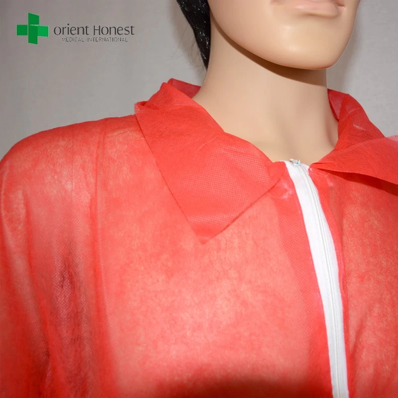 V collar protective clothing coverall,red one time use protective coverall ,China plant protective coverall for painting