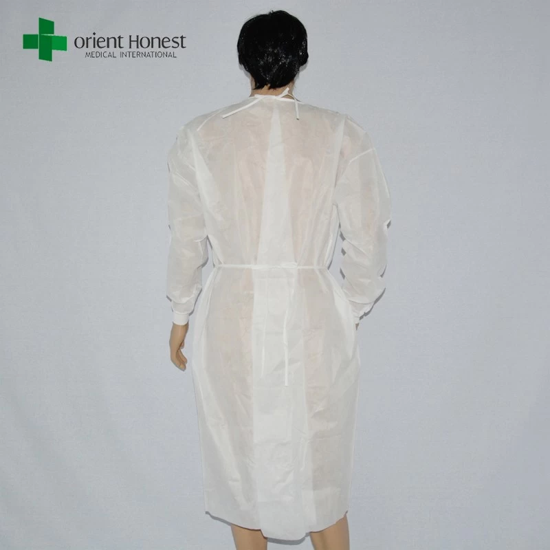 White color nonwoven disposable isolation gown
