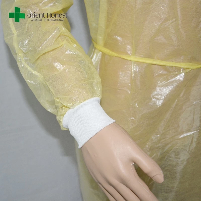 Yellow color disposable isolation gown