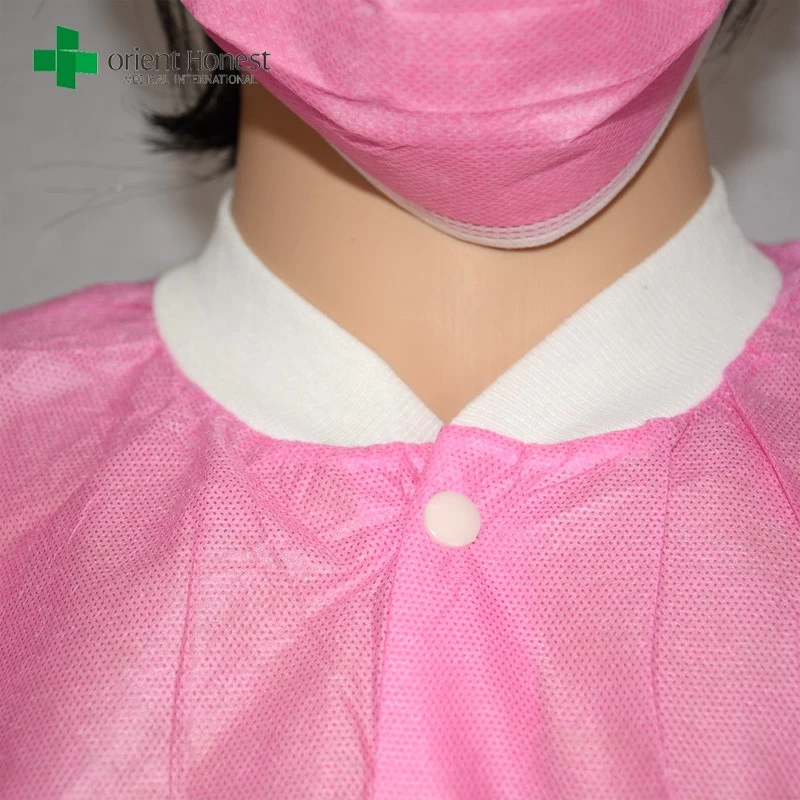 colored lab coats with knitted cuff, factory custom made pink lab coats, good quality vistor coat manufacturers