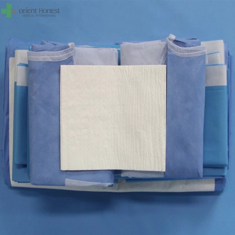 Biodegradable disposable EO Sterile Customized Surgery Cesarian section drape Pack set Used for Clinic
