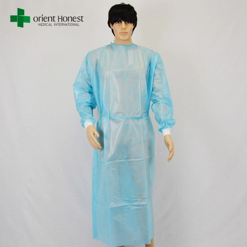 Cina gaun sekali pakai dengan manset rajutan pabrikan