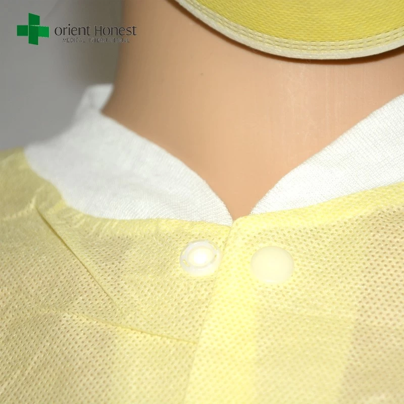 disposable laboratory coat suppliers,disposable PP yellow lab coat with pocket,hospital medical doctor lab coats