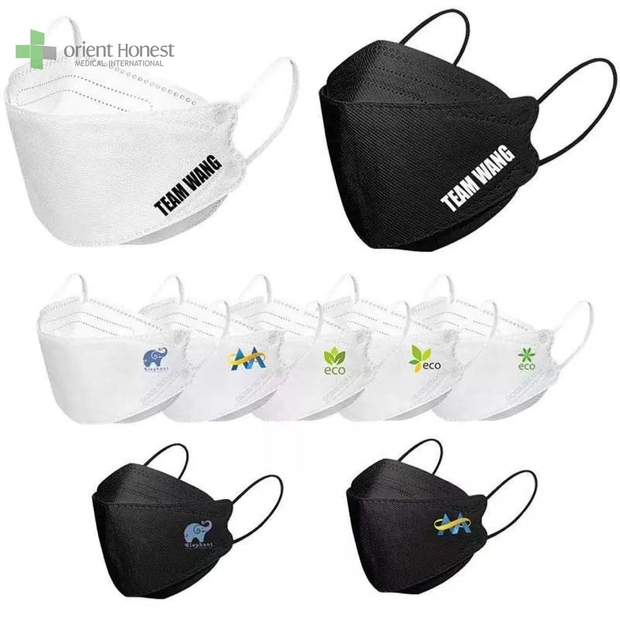 disposable mask kf94 black and white color  for adults
