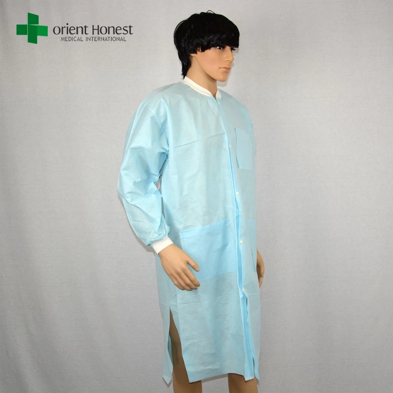 disposable pp non-woven visit gown,China exporter disposable vistor clothing,hot sales cheap disposable PP vistor coat