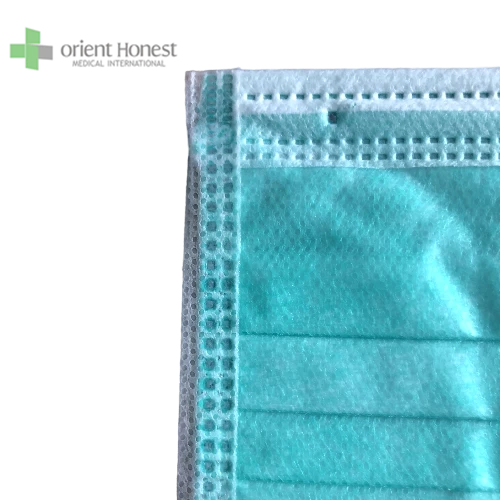 green 3ply medical masks with inner earloop 3layers surgical masks bfe>95%