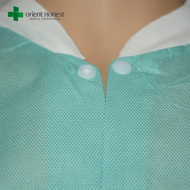hospital use nonwoven lab coat, High Quality Medical green Lab Coat，non woven lab coat manufacturer in China
